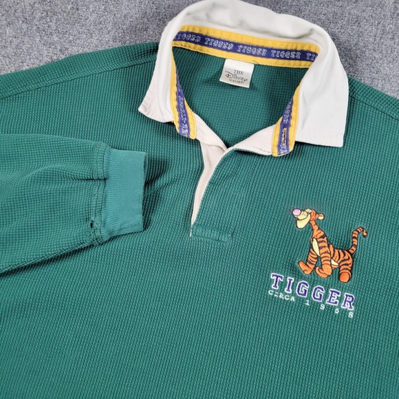 The Disney Store Other - Vintage Disney Store Rugby Polo Shirt Mens 2XL Green Tigger Waffle Knit